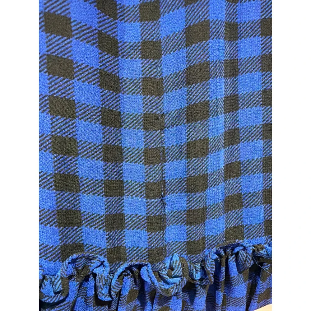Polo Ralph Lauren Dress Girls 6 Blue Gingham Ruffle Puff Sleeve Preppy GUC*